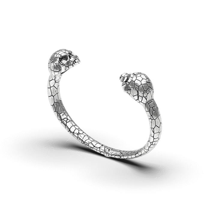 PULSERA ABIERTA CON DOS CALAVERAS