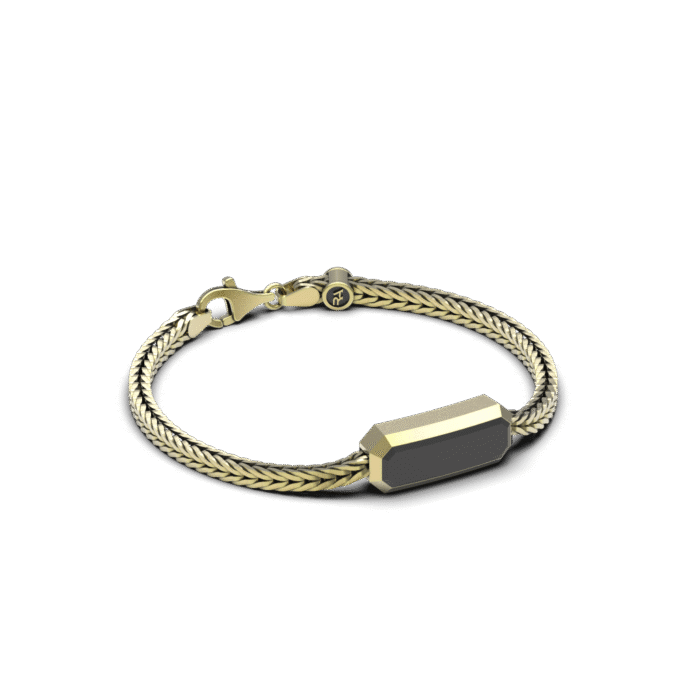 PULSERA CON GEMAS CENTRAL ACABADA EN ORO 18K