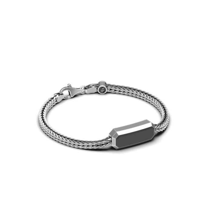 PULSERA DE PLATA CON GEMA CENTRAL
