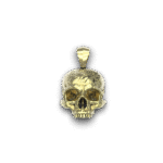 COLGANTE CALAVERA CON DISPARO INCRUSTADO ACABADO EN ORO 18K